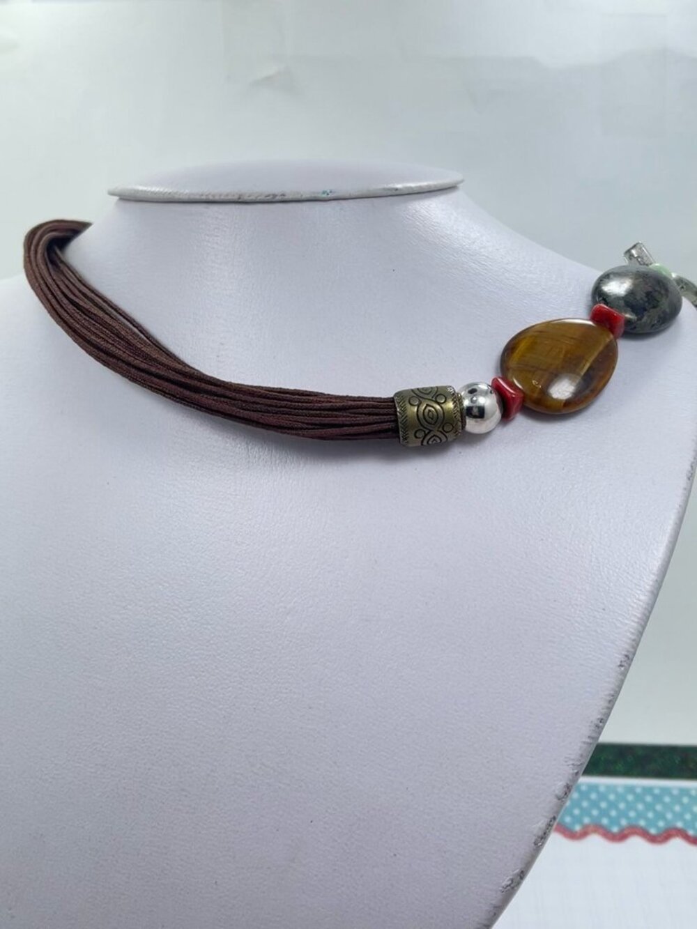 Retired Silpada N1891 Boho Multi-Strand Gemstone Necklace Sterling Toggle 18" - Picture 2 of 7